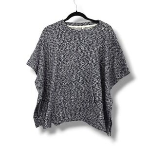 Lou & Grey for LOFT Black & White Poncho Top XS/S‎ Short Sleeve Pullover